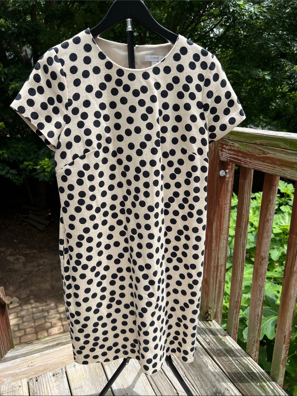 J. Crew Polka Dot Shift Dress - Black on Cream